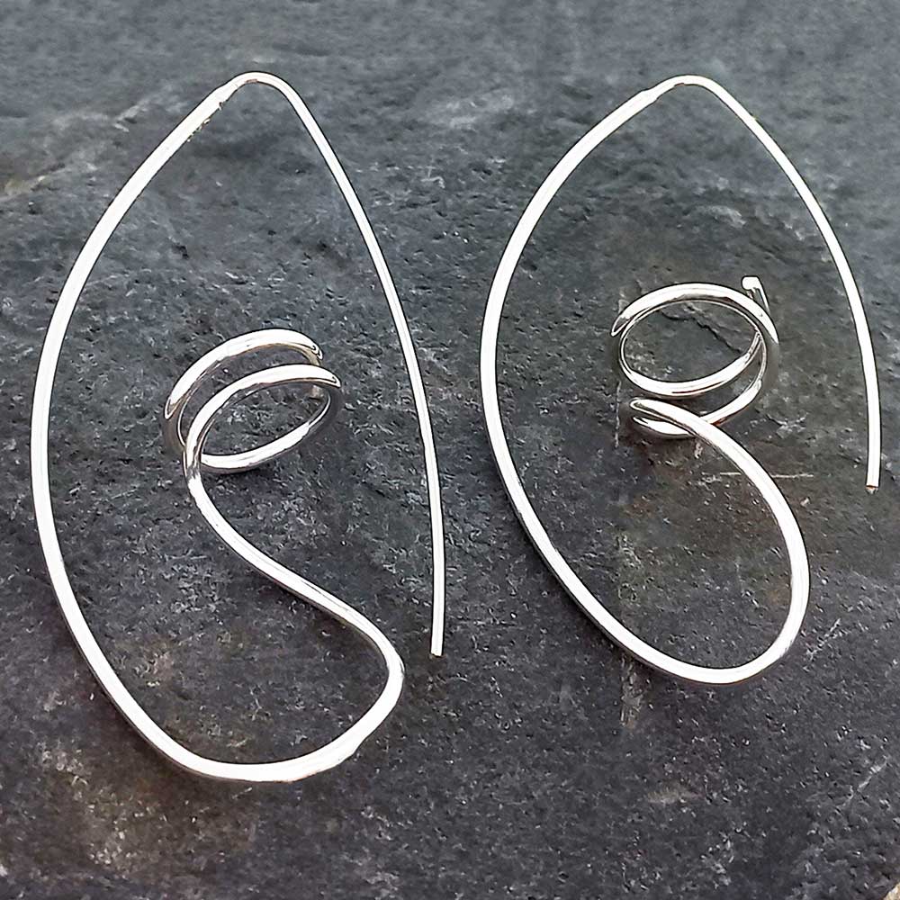 Handmade Silver Spiral Statement Earrings