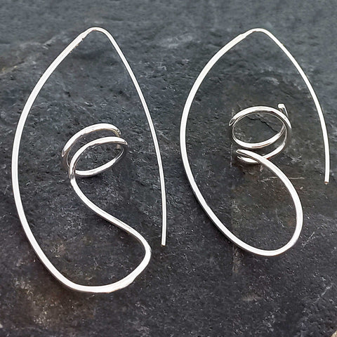 Handmade Silver Spiral Statement Earrings