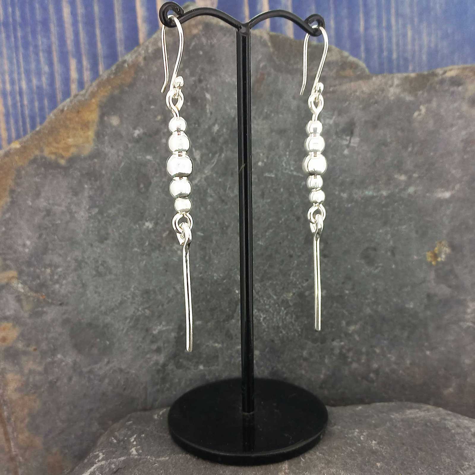 A pair of Mexican sterling silver beaded ball dangle earrings 
