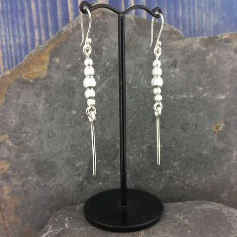A pair of Mexican sterling silver beaded ball dangle earrings 
