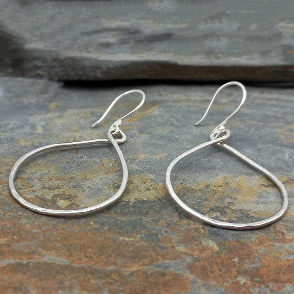 Teadrop Hammered hoop earrings