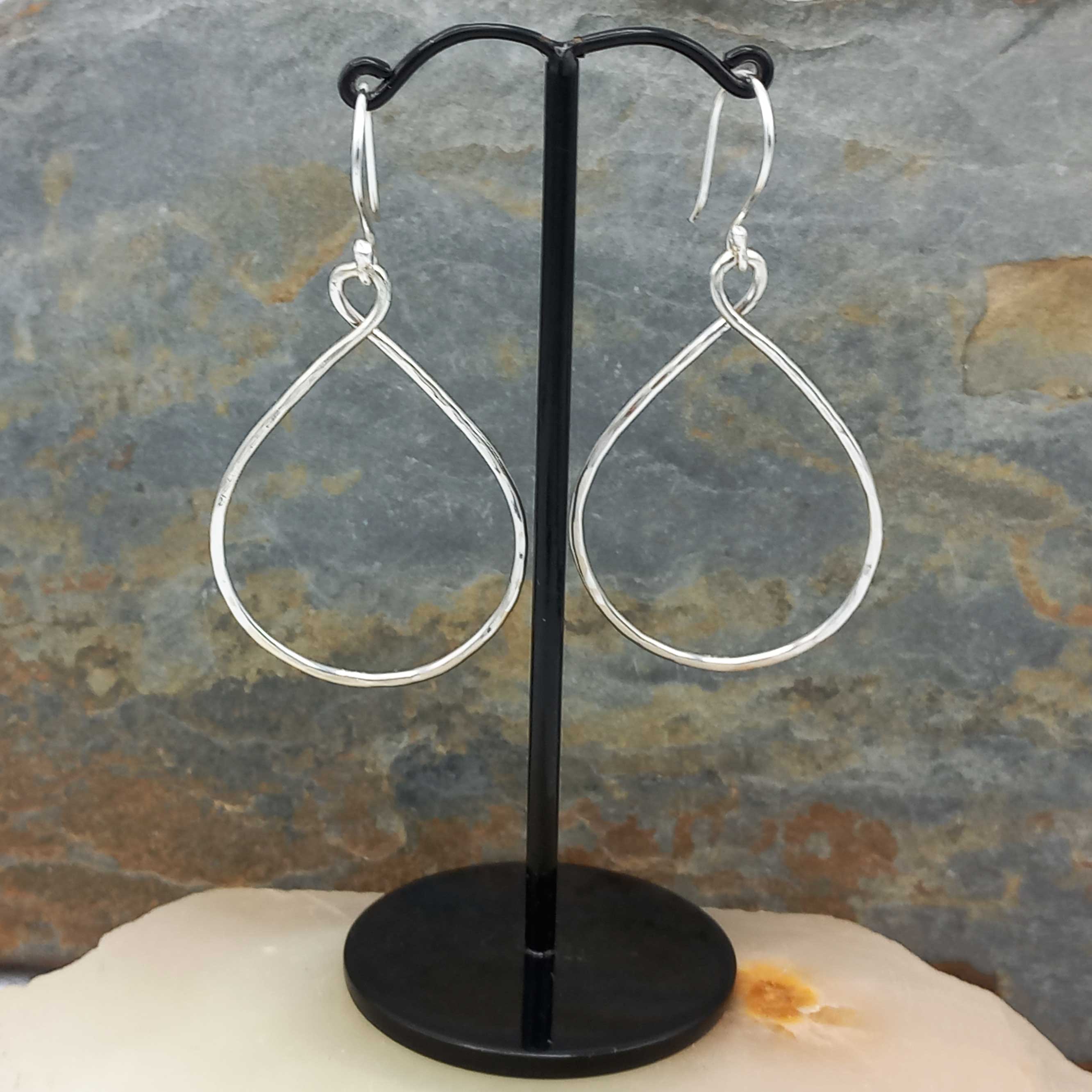 Hammered Teardrop Silver Earrings (797) Secondary image