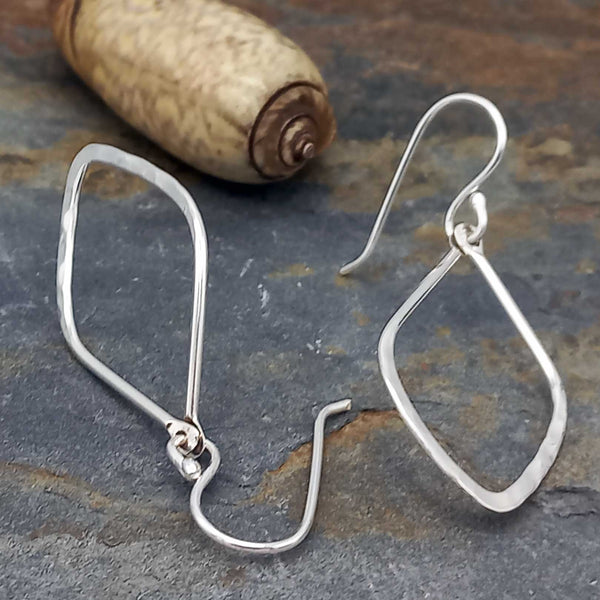 Handmade Sterling Silver Diamond shaped earrings