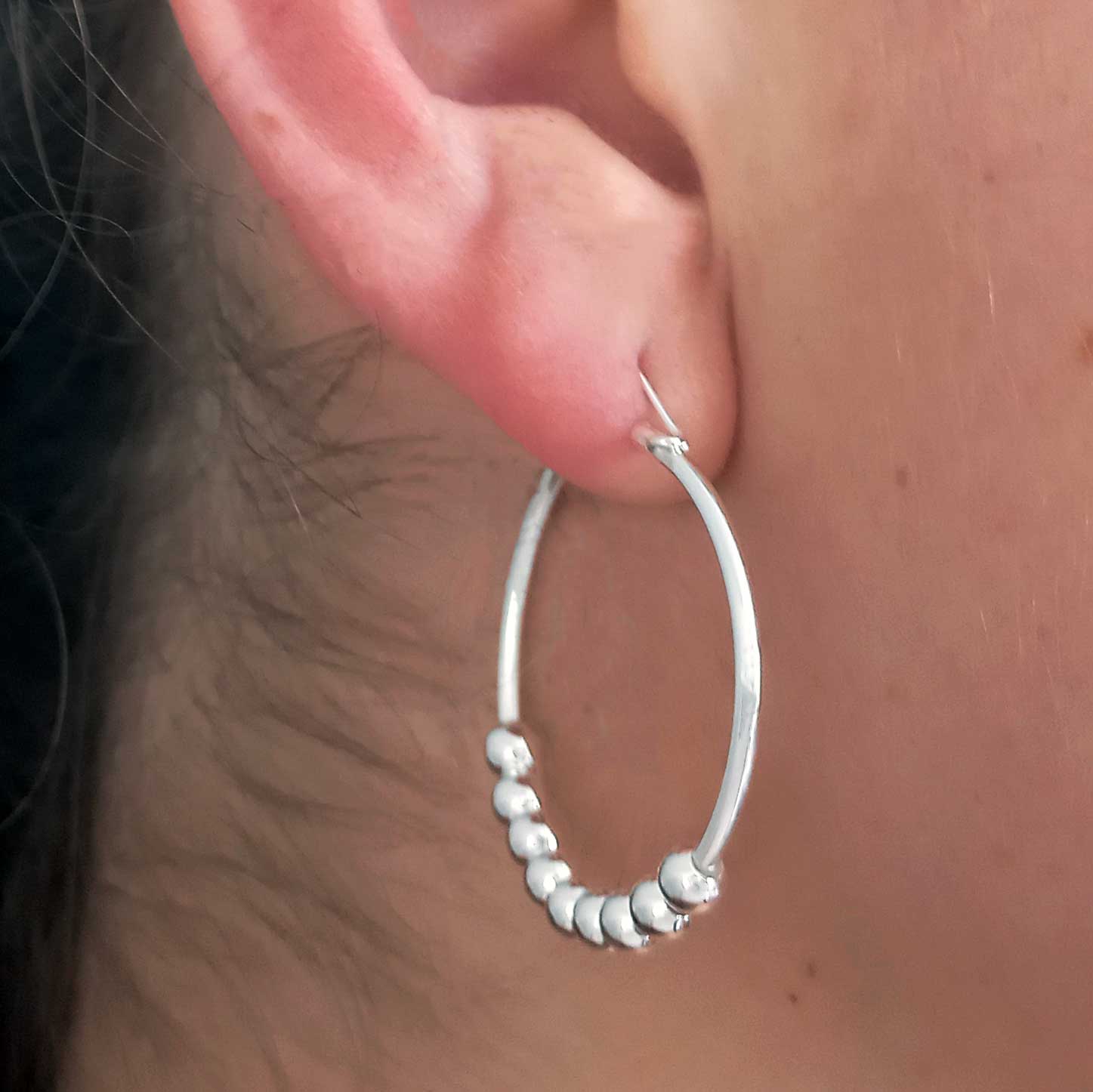 Hoop with Balls Silver Earrings (800) Secondary image