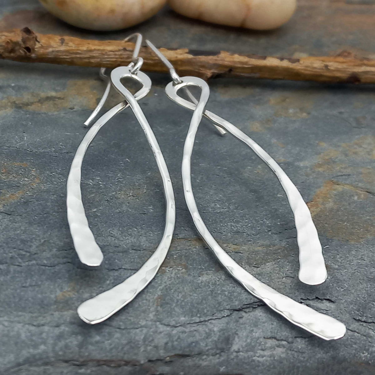 Duo Hammered Strand Silver Earrings Main image
