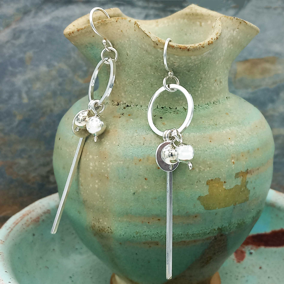 Unusual Silver Ball Earrings