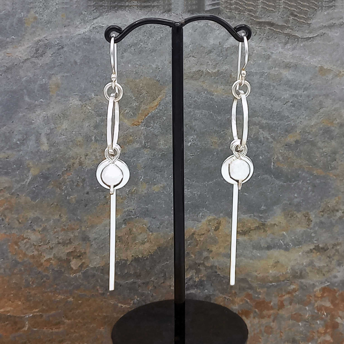Circle Strand Silver Earrings