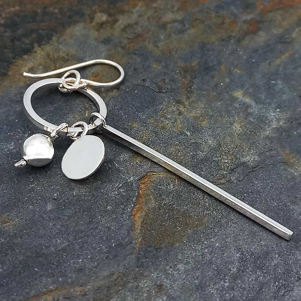 Circle Charm Silver Earrings (803) Secondary image