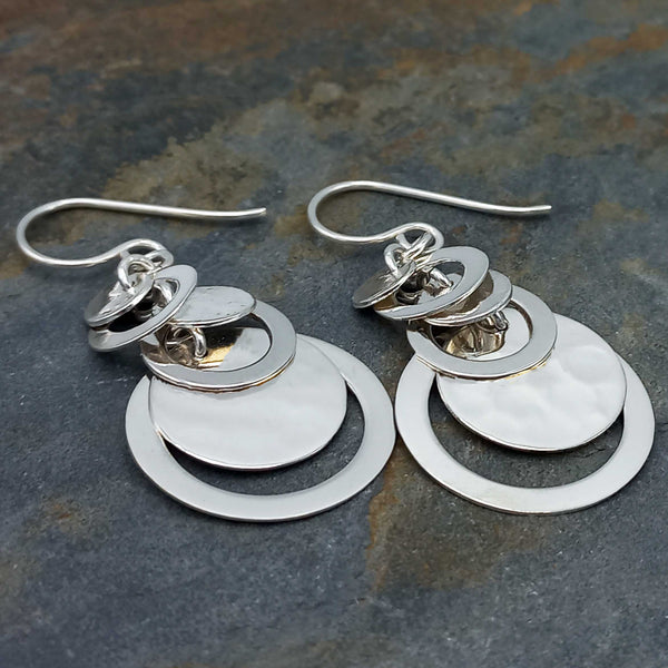 Cascading dangly silver earrings