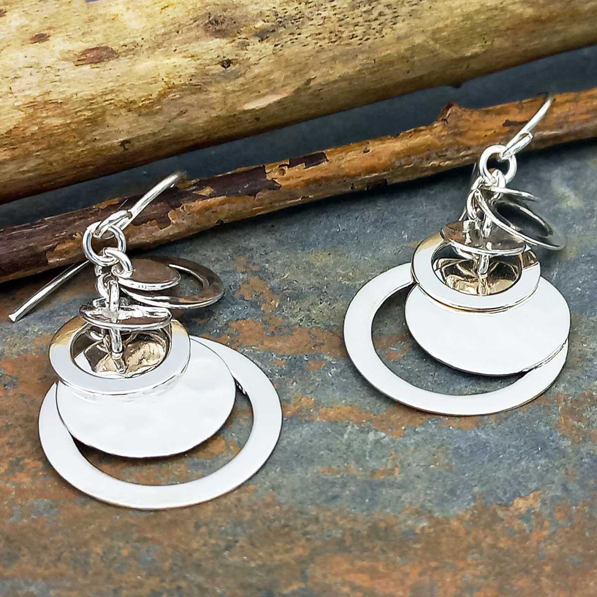 Cascading Circles Silver Earrings