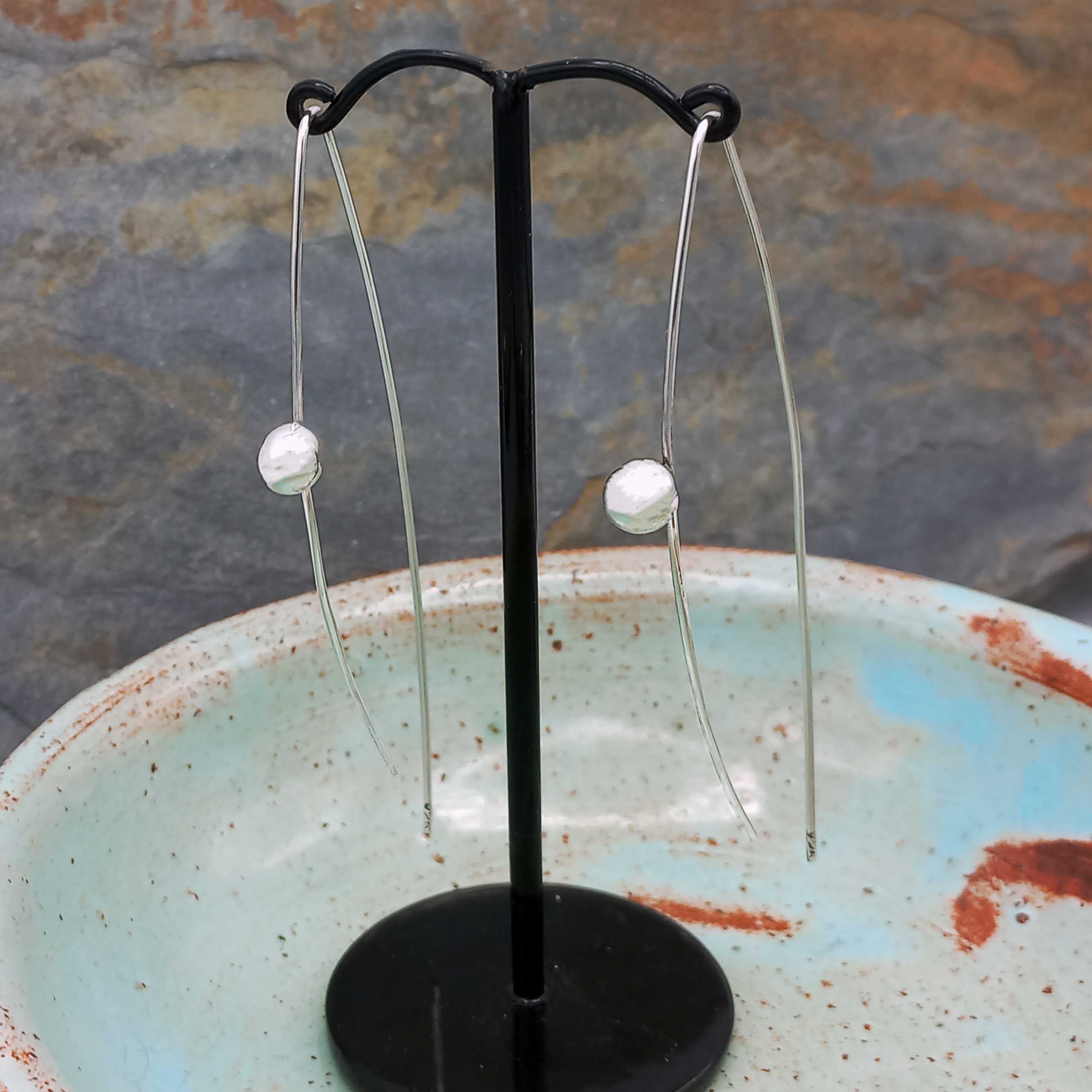 Long Bola Strand Silver Earrings (808) Secondary image