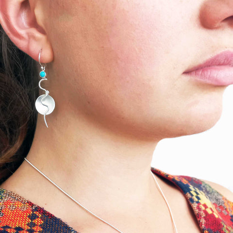 Unusual sterling silver turquoise earrings