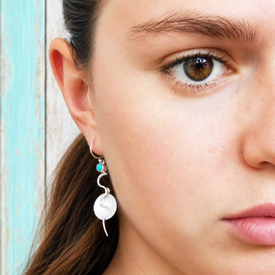Turquoise Flame Silver Earrings (812)