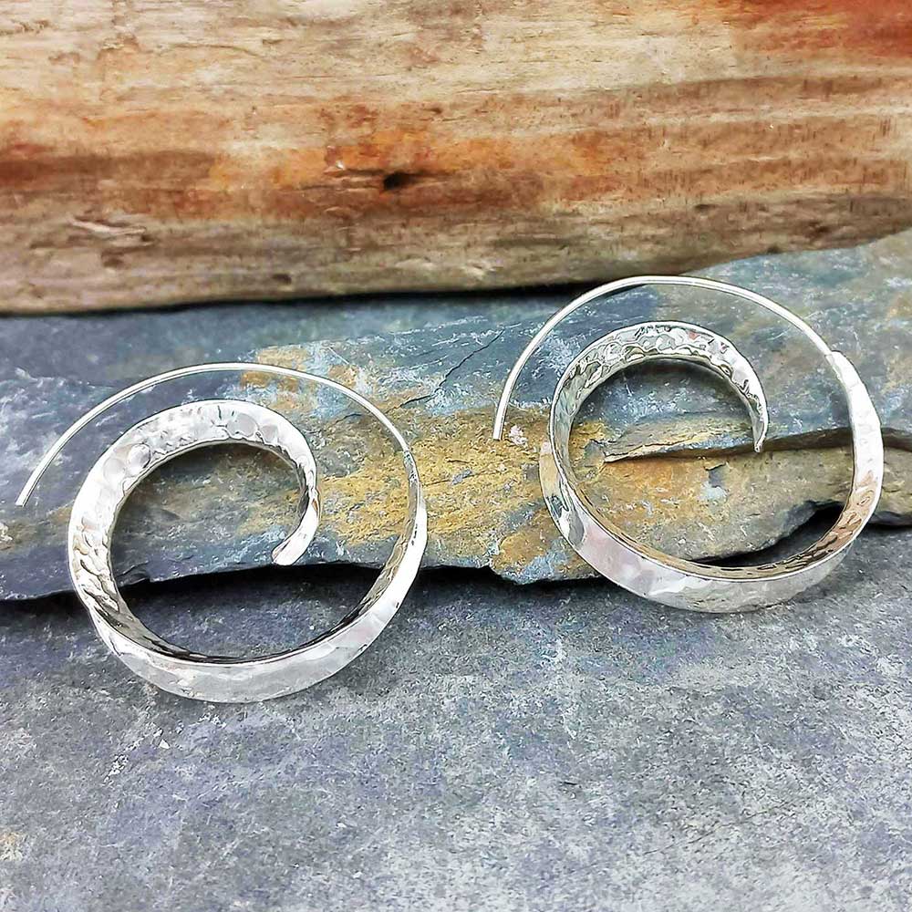 Handmade Mexican sterling silver hoops