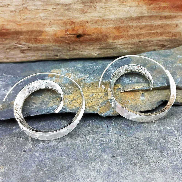 Handmade Mexican sterling silver hoops