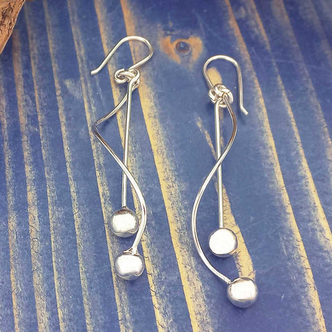Handmade pendulum silver earrings
