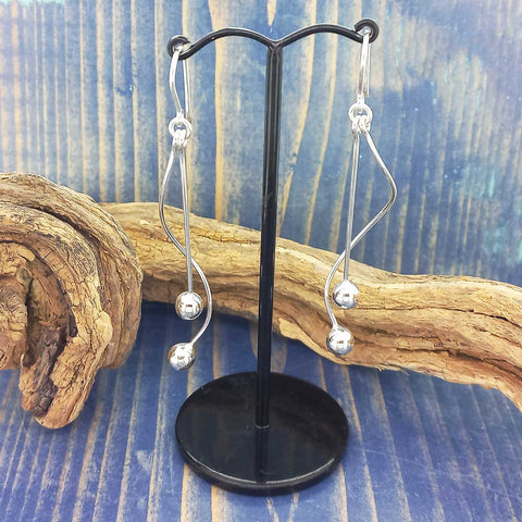 Silver handmade long Mexican earrings