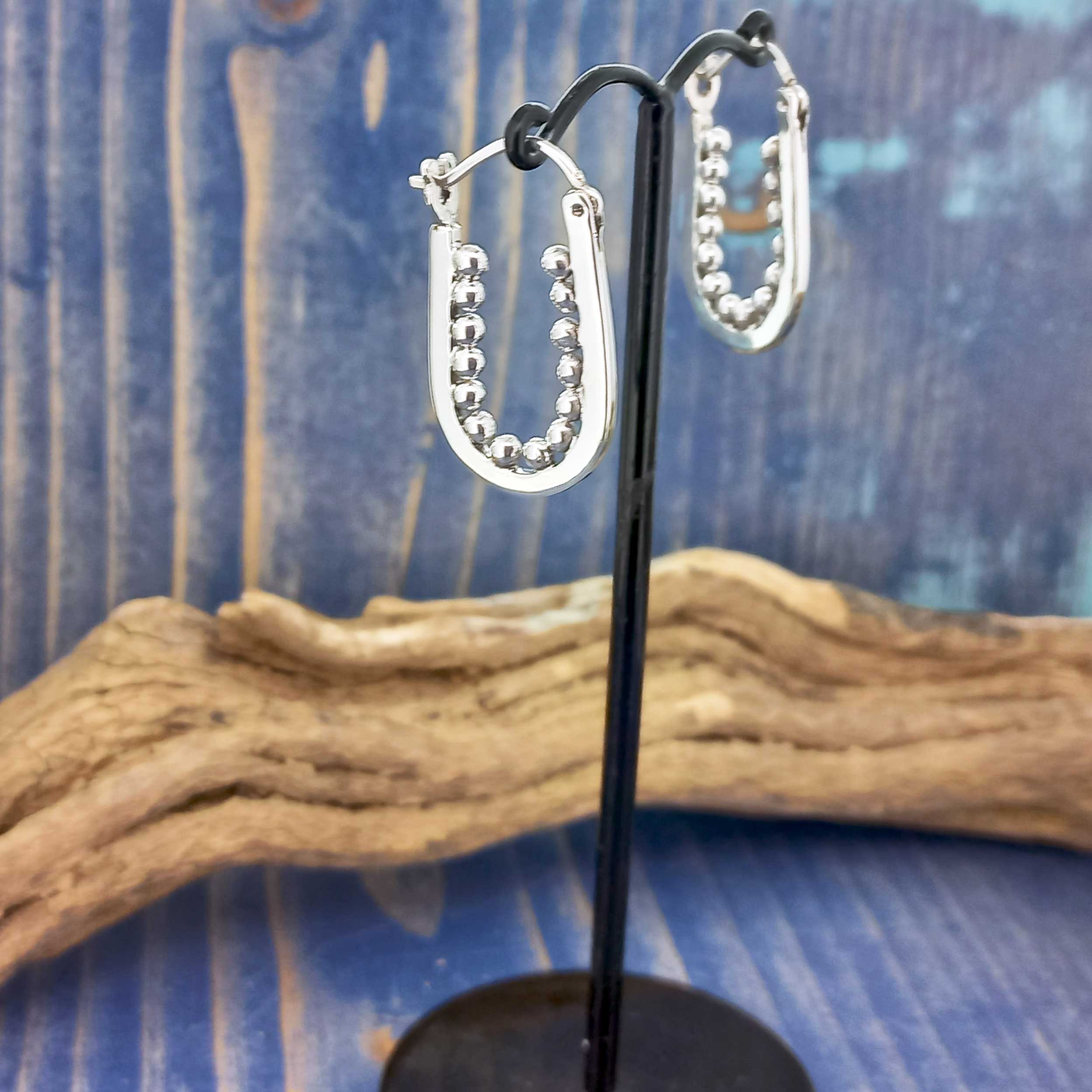 Sterling silver handmade ball hoops