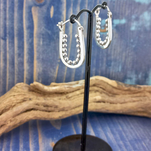 Sterling silver handmade ball hoops
