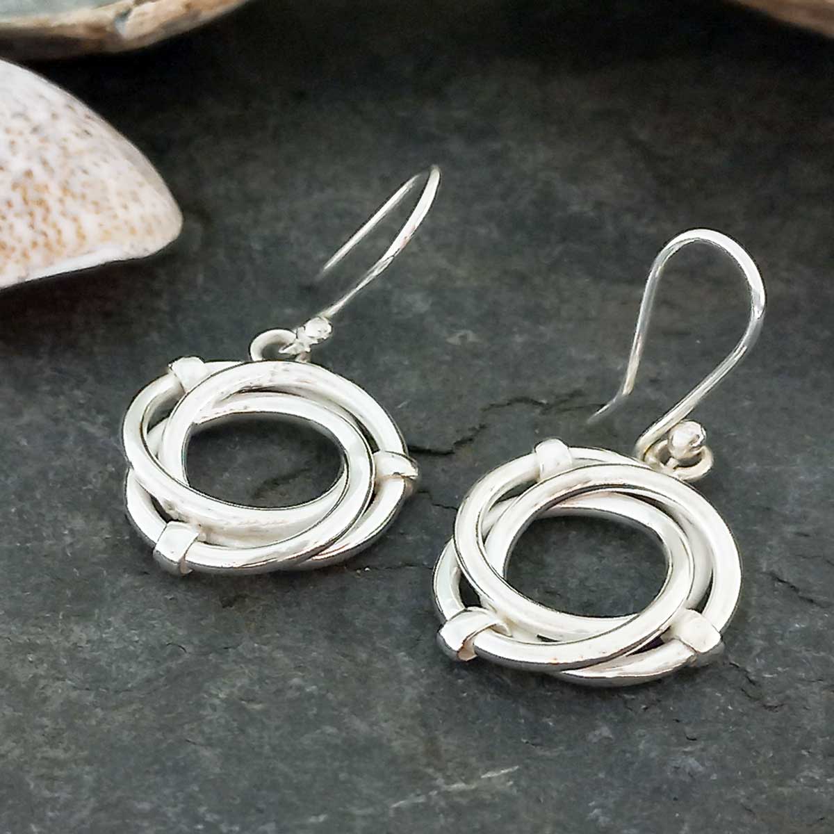 Entwined earrings silver handmade earrings