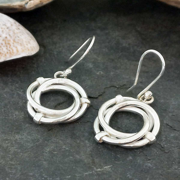Entwined earrings silver handmade earrings