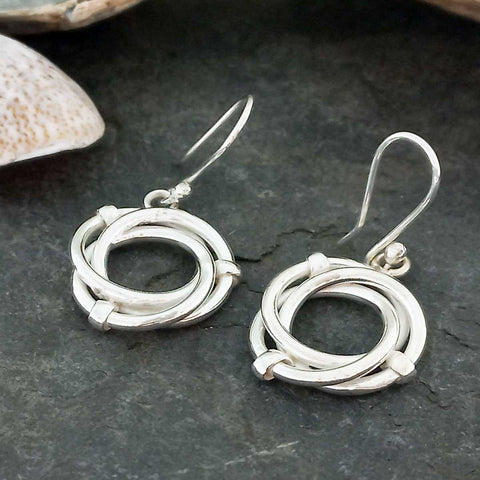 Entwined earrings silver handmade earrings