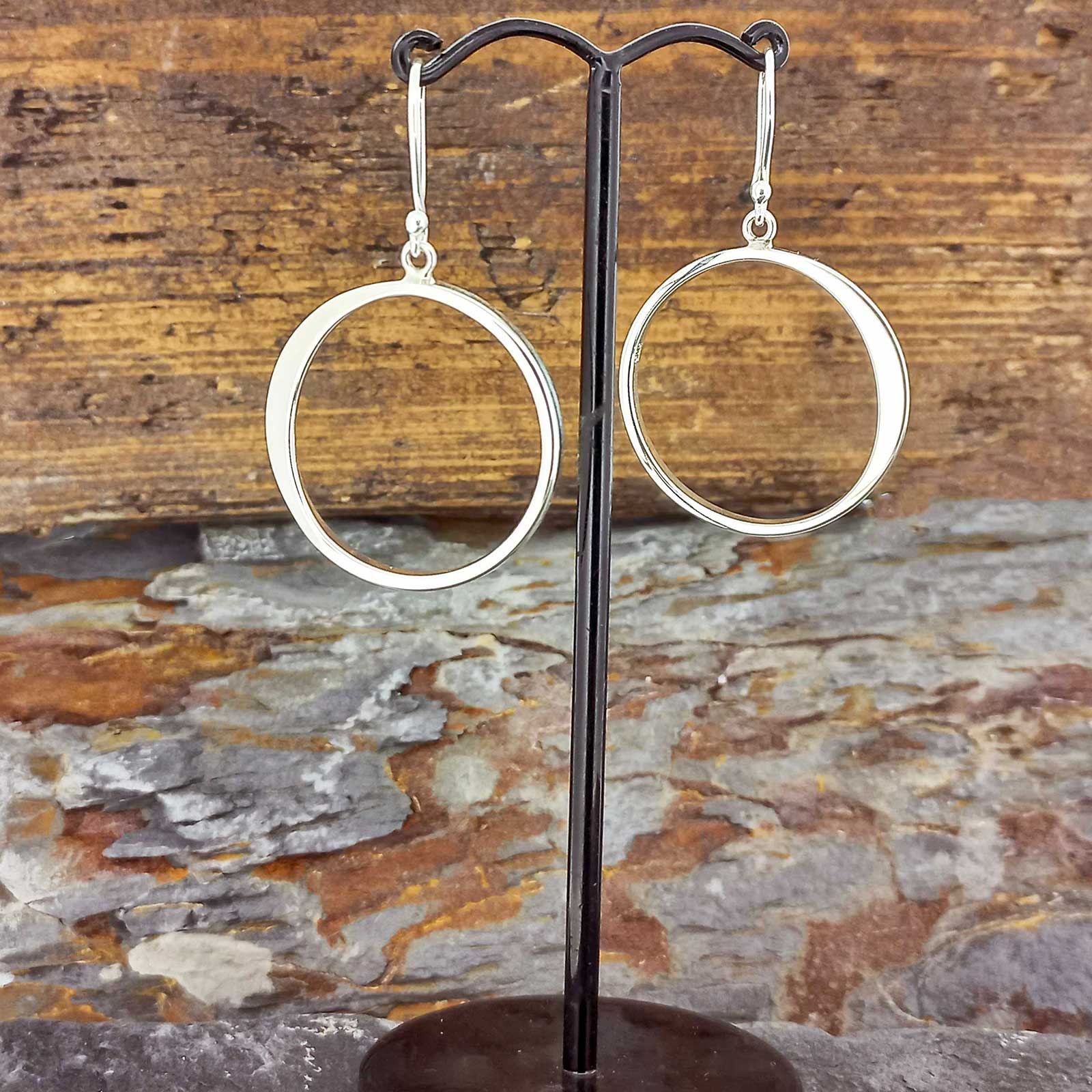 Silver circle hoop Mexican earrings