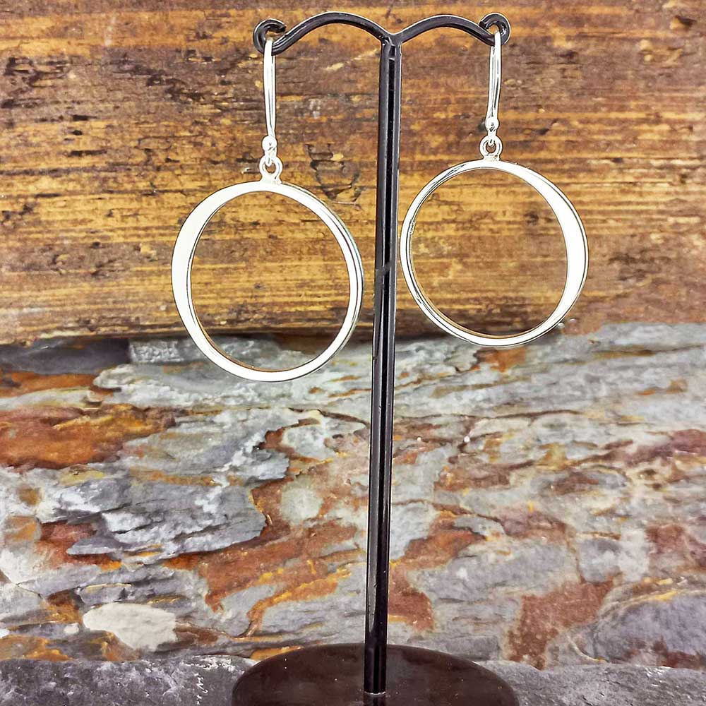 Silver circle hoop Mexican earrings
