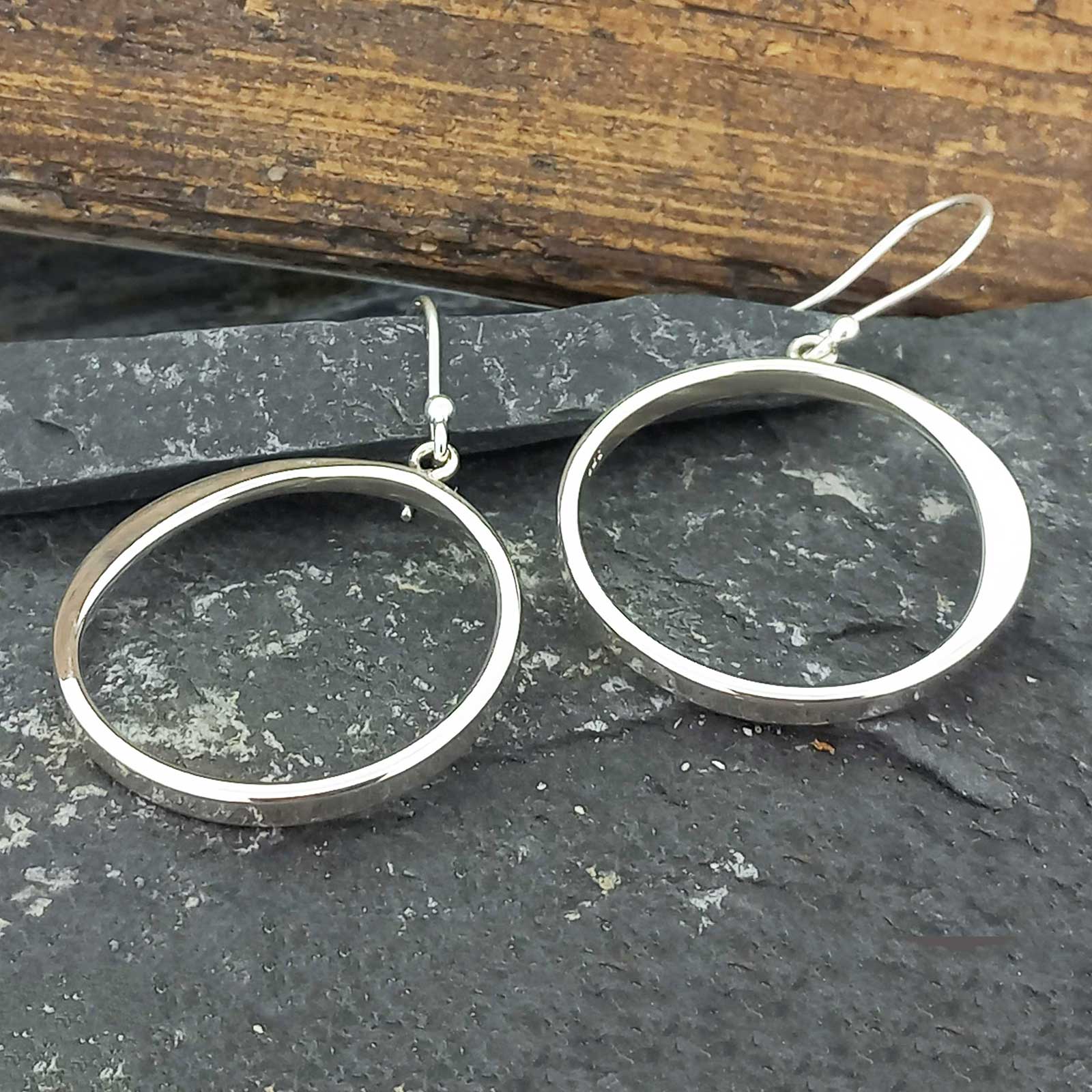 Mexican handmade silver circle hoops