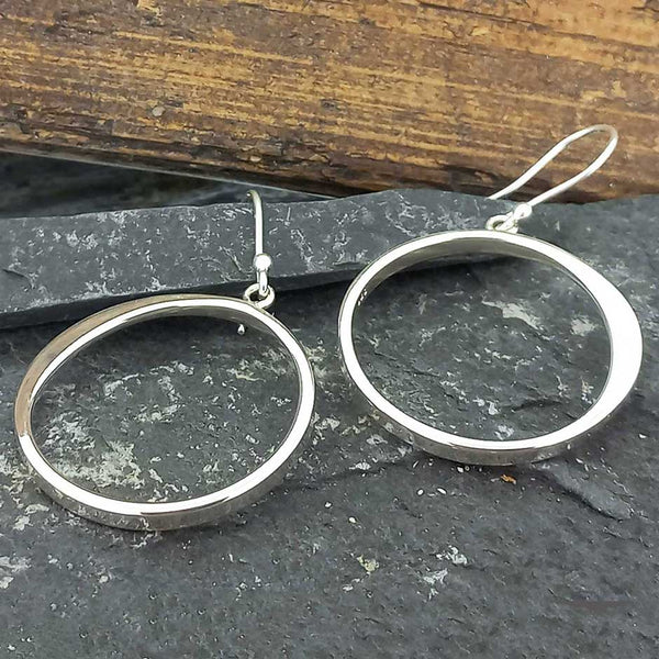Mexican handmade silver circle hoops