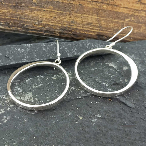 Mexican handmade silver circle hoops