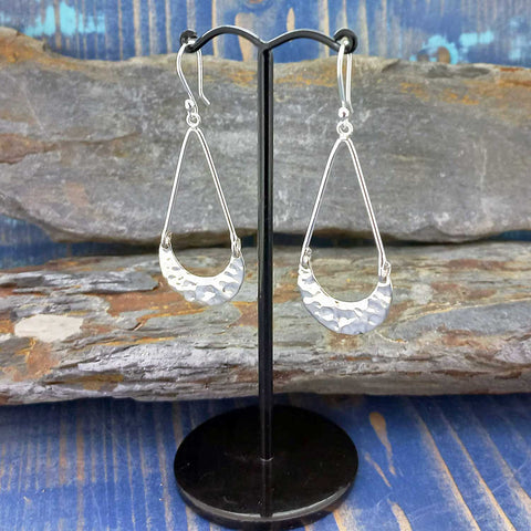 Handmade long unusual hammered earrings