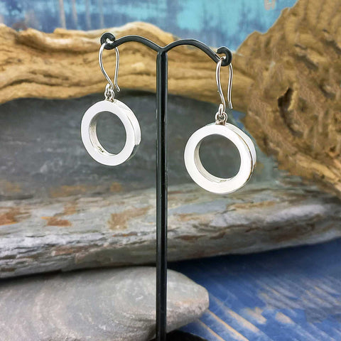 Chunky wide silver circle earrings