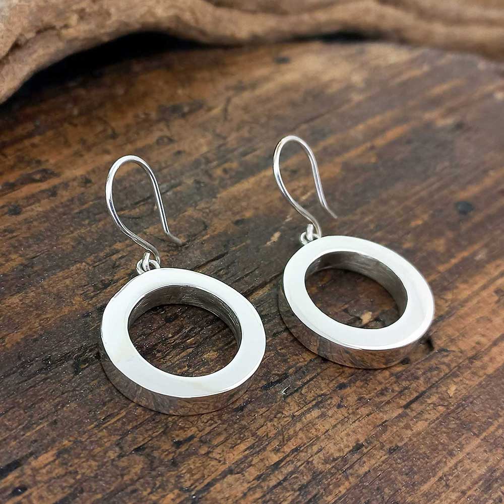 Chunky silver circle earrigngs Main image