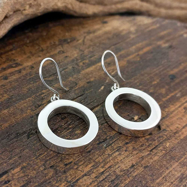Chunky silver circle earrigngs