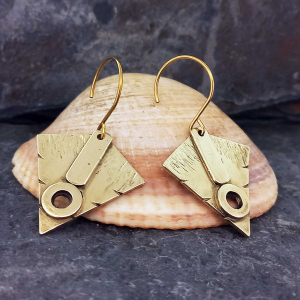 Artisan brass unusual earrings