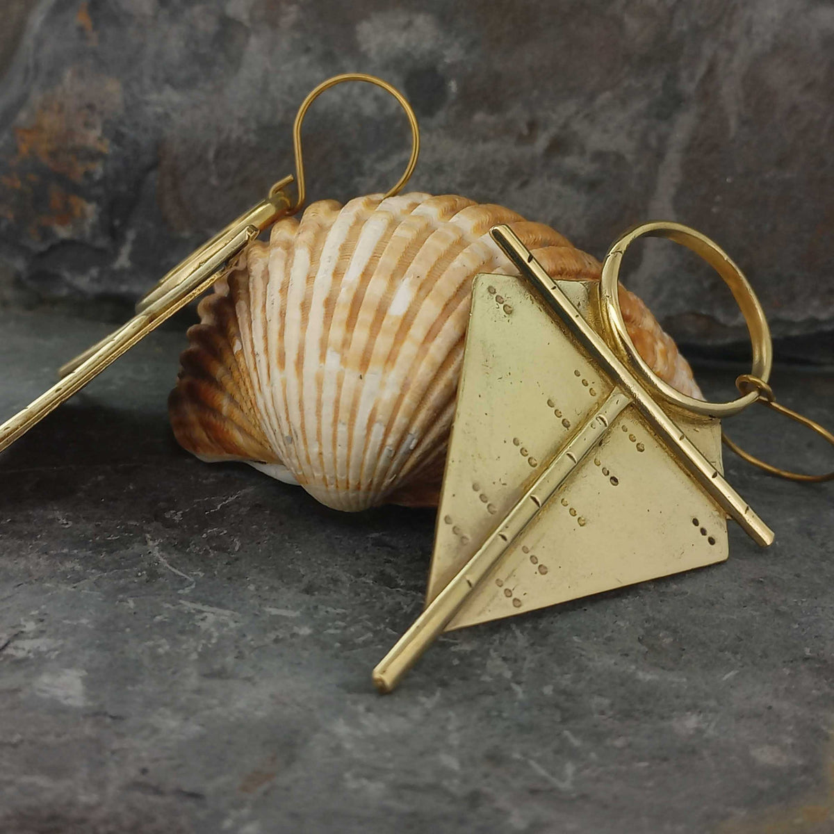 Sur Statement Brass gold-plated hook earrings