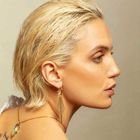 Quetzal Feather Brass earrings