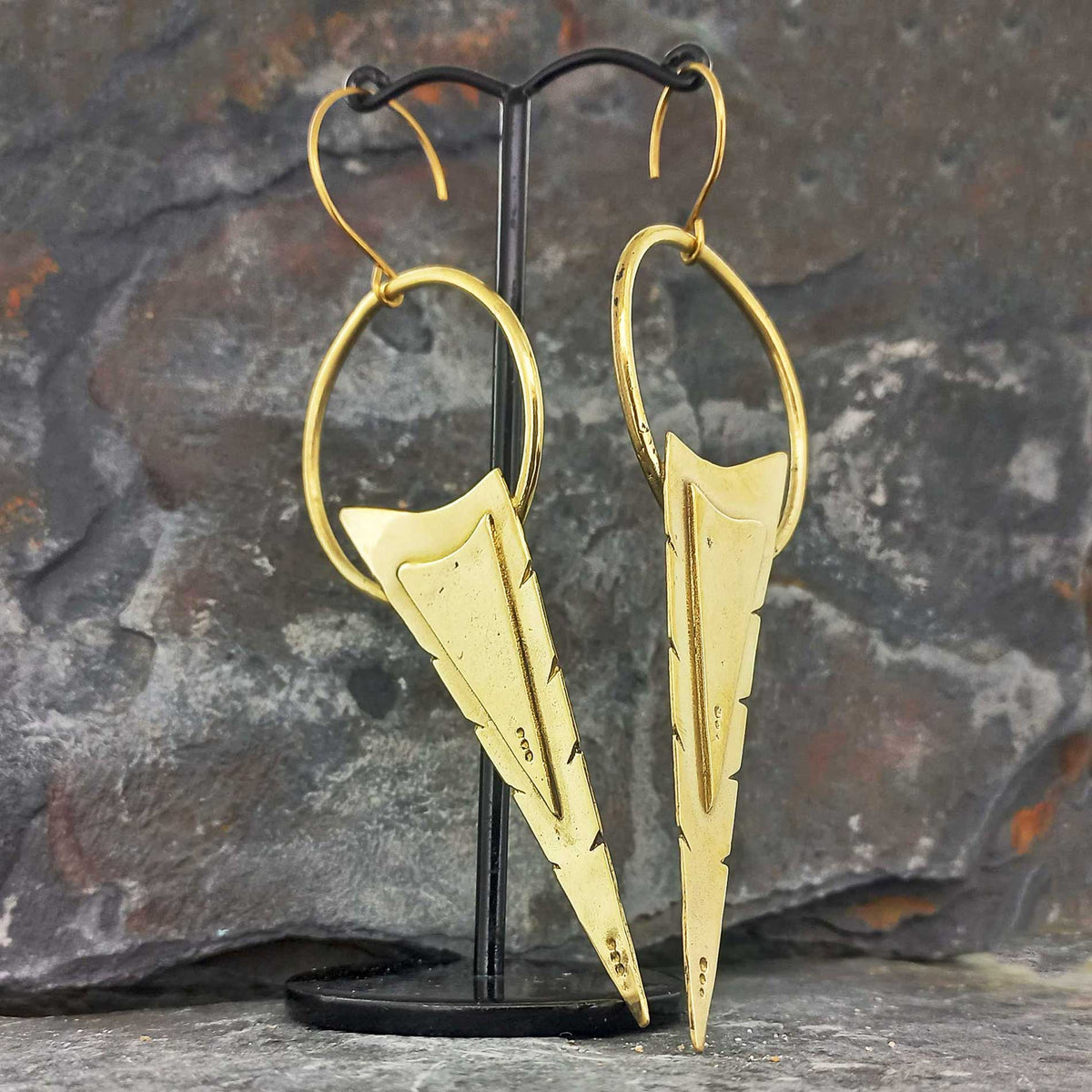The Path Brass statement earrings with gold plated hooks