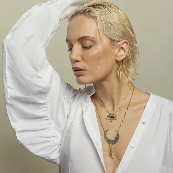 Contemporary brass jewellery arrow earrings