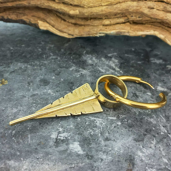 Gold coloured brass arrow ethnic tribal earring