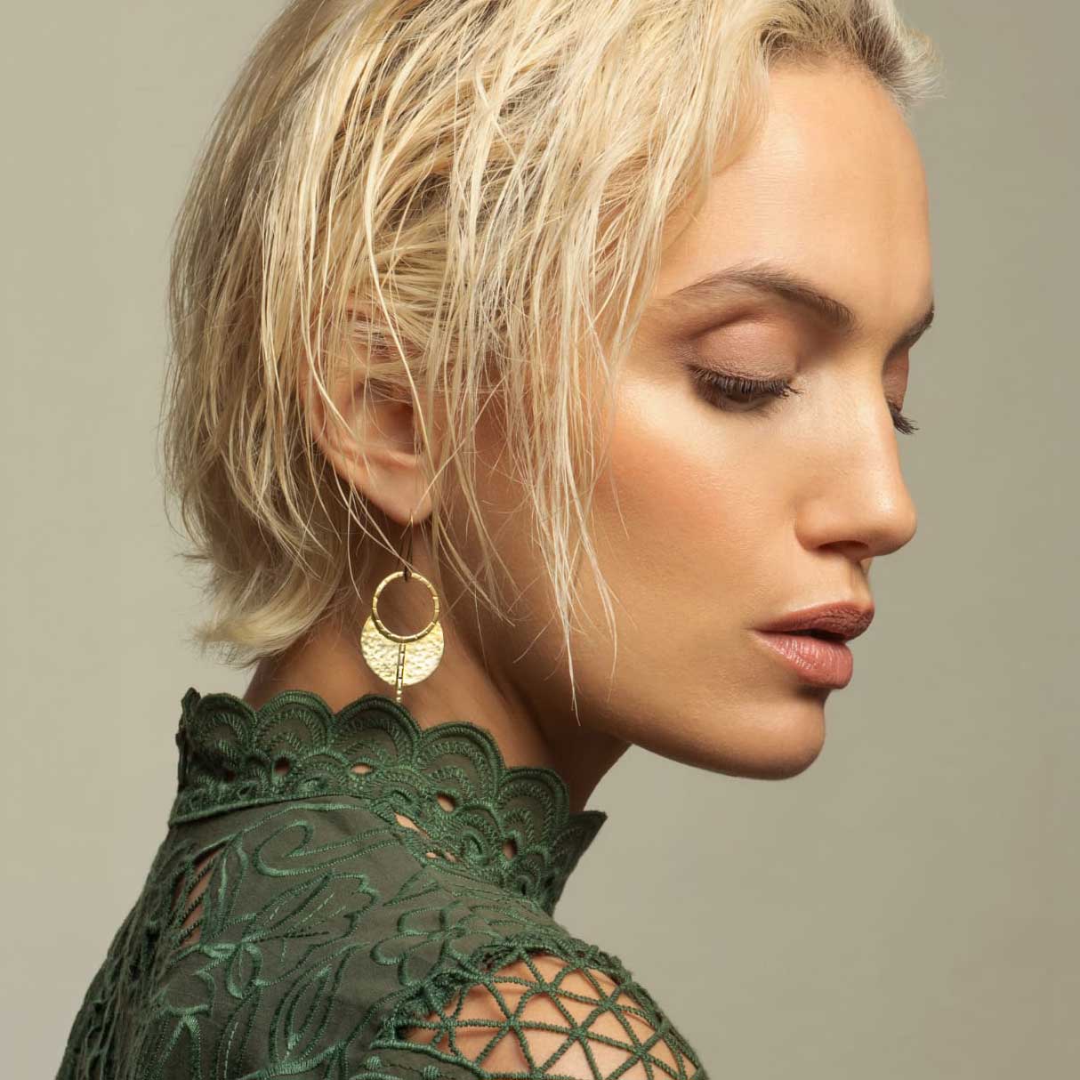 Half Moon Brass Earrings (829) Secondary image
