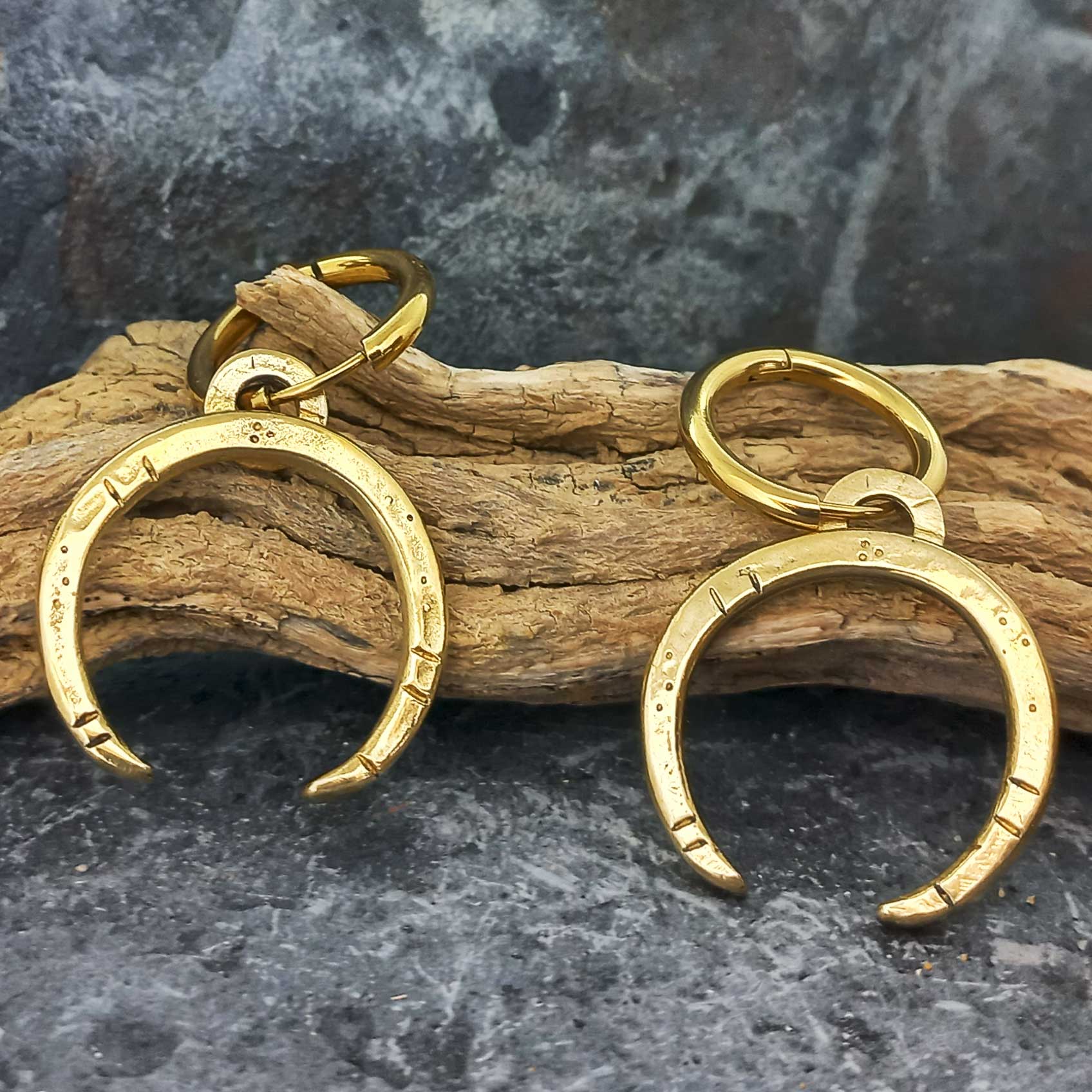 Handmade cresecent moon brass earrings
