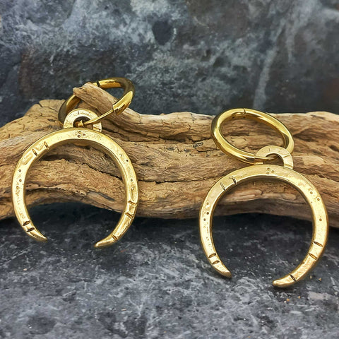 Handmade cresecent moon brass earrings