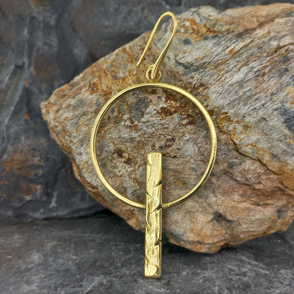 Statement contemporary large brass earrings