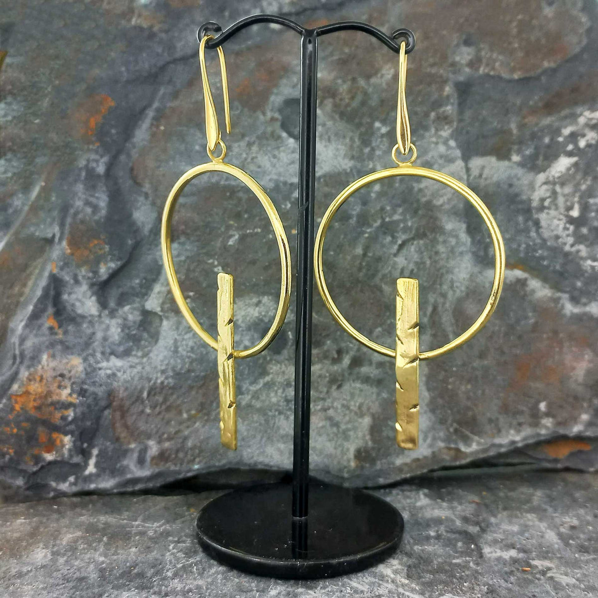 Time brass statement handcrafted earrings