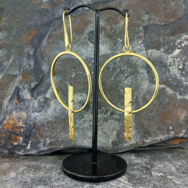 Time brass statement handcrafted earrings