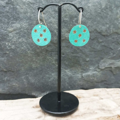 Handmade starry sky turquoise earrings