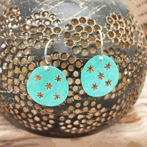 Copper earrings with unusual Patina effect