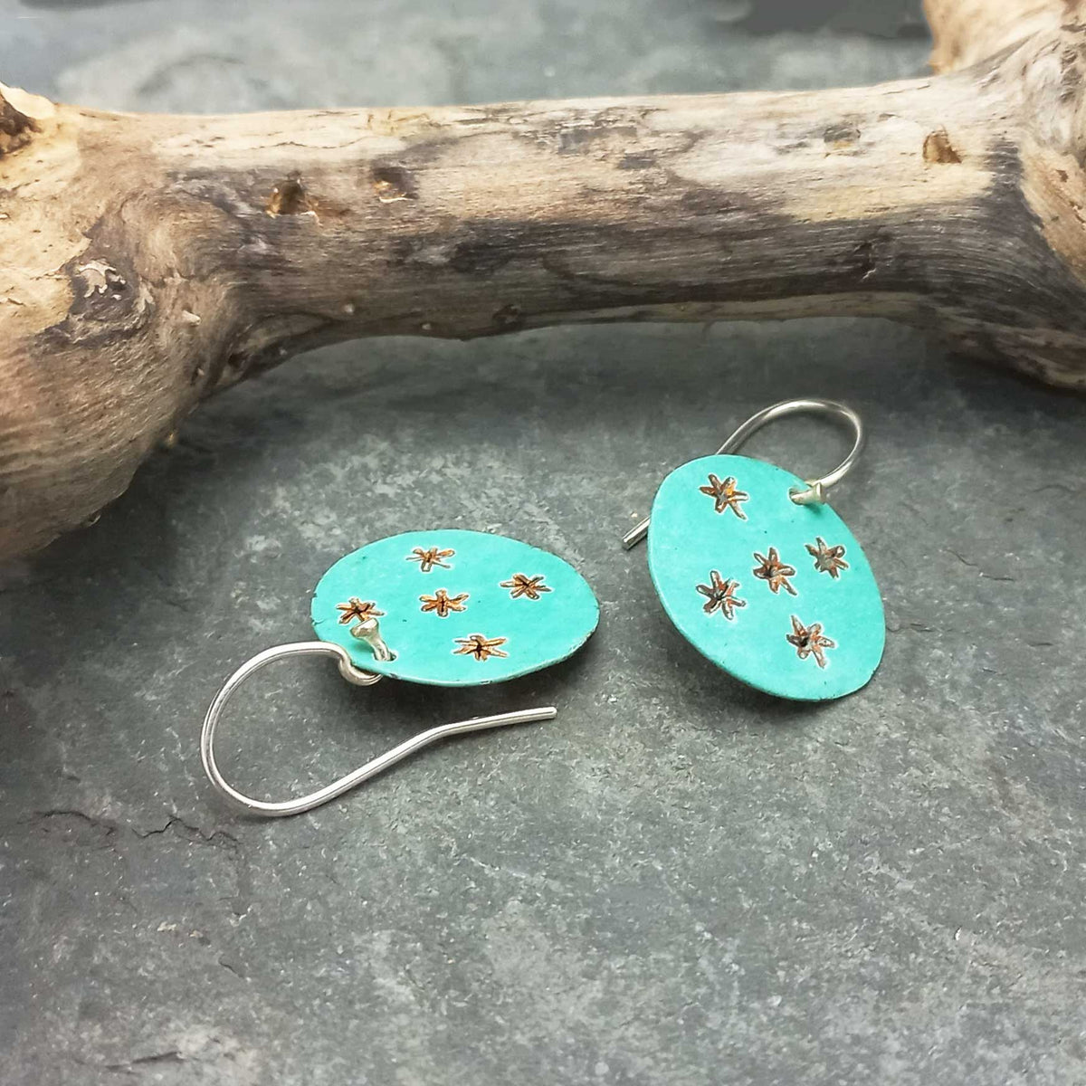 Mini Patina Starry Sky Silver Earrings